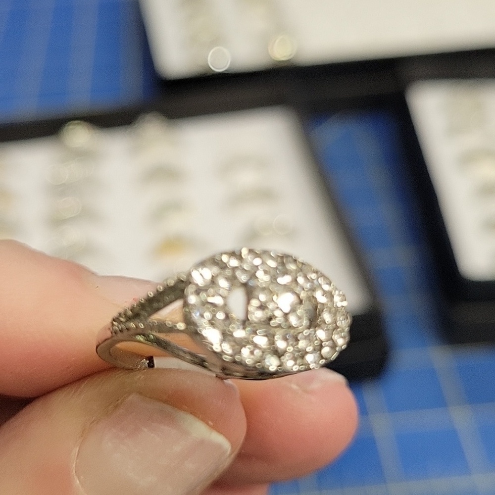 Rhinestone Silver Tone Ring